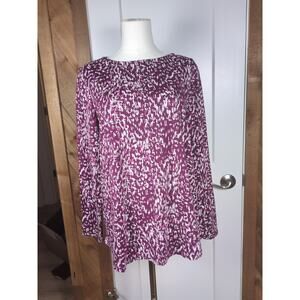 Chico's Women's Purple Abstract Print Long Sleeve Tee Tunic Size 2 (L)